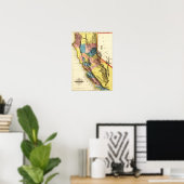 CaliforniaPanoramic Map Poster (Thuiskantoor)