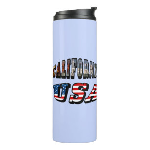 Californië Afbeelding en Amerikaanse Vlag Tekst Thermosbeker