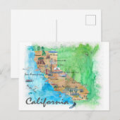 Californie avec carte touristique (Devant / Derrière)