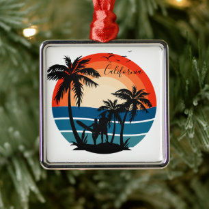 Californië Beach Surfer Zonsondergang - Ornament