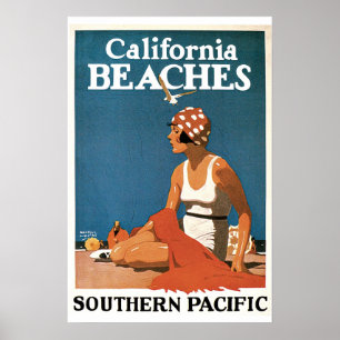 Californië beaches Vintage Travel Poster