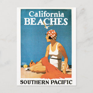 Californië beaches Vintage Travel Poster Briefkaart