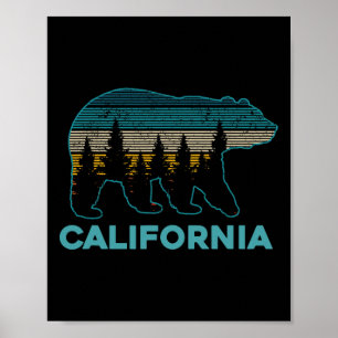 Californië Beer Vintage Retro Natuur Wandel Souven Poster