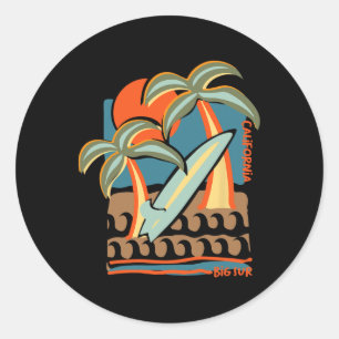 Californië Big Sur Stille Oceaan Surfstrand Vakant Ronde Sticker