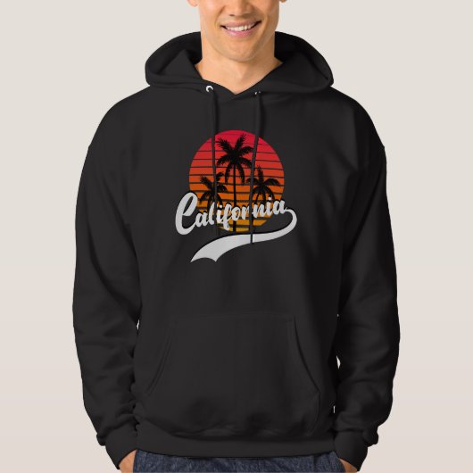 Californie Black Retro Sunset Sweat - shirt à capu (Devant)
