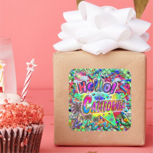 Californie Bonjour ! Autocollant (Fête)