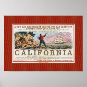  Californië Bound Clipper Ship Poster