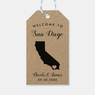 Californië bruiloft welkomsttas of doos Labels Cadeaulabel