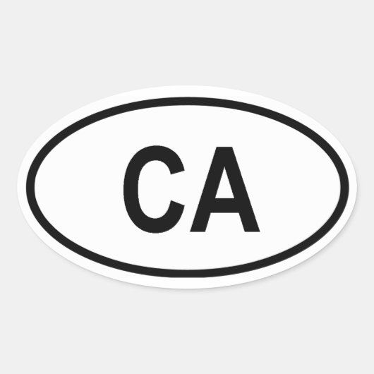 Californië "CA" Ovale Sticker (Voorkant)