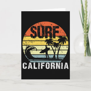 Californië Ca Retro Vintage Silhouette Surf Surfin Kaart