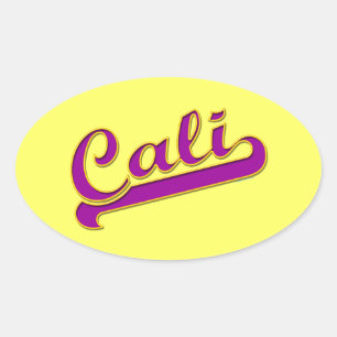 Californië Cali Logo Paarse Geel Ovale Sticker