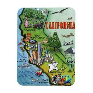 Californië Cartoon Kaart Magneet