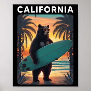 Californië Cool Republiek Beer Surfen Strand Calif Poster