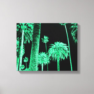 Californië Dreaming Neon Palm Trees verpakt canvas Afdruk