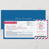 Californië & Duitsland Airmail Boarding Pass Weddi Kaart (Voorkant / Achterkant)