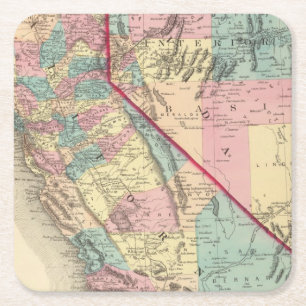 Californië en Nevada 2 2 Vierkante Kartonnen Onderzetter