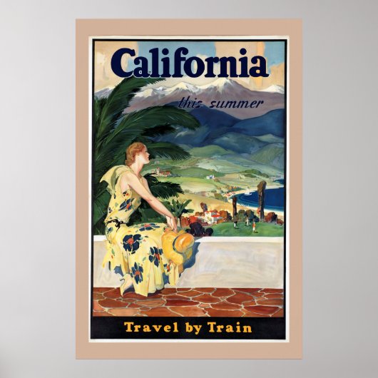 Californie, États-Unis, affiche Vintage voyage (Devant)