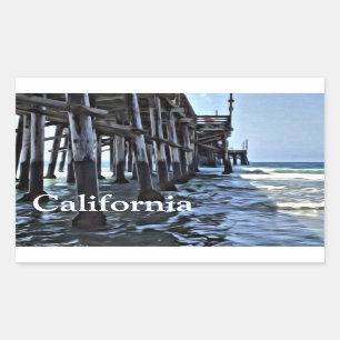 Californie - Étiquettes rectangle, brillantes