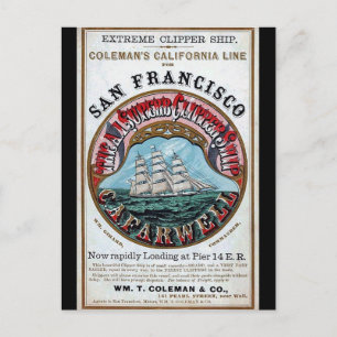 Californië Farwell Clipper zeilschip 1900 Briefkaart