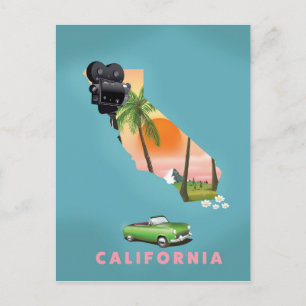 Californië geïllustreerde kaart poster