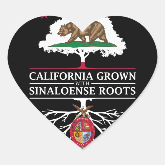 Californië geteeld met Sinaloa Roots Hart Sticker (Voorkant)