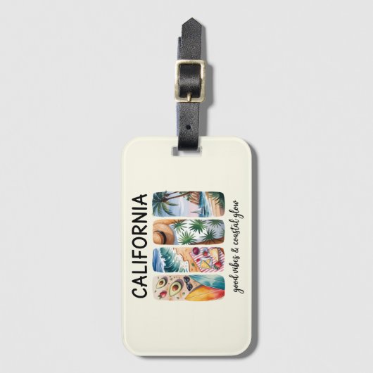 Californië - Goede vibes & kustgloed Bagagelabel (Voorkant (verticaal))