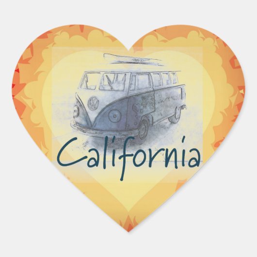 Californië Hart Sticker (Voorkant)