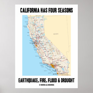 Californië heeft vier seizoenen door de aardbeving poster