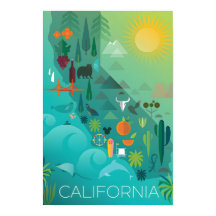 Californië Kaart Afdruk