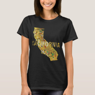 Californië kaart en tekst t-shirt