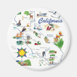 Californië Kaart ronde magneet