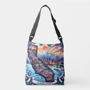 Californië Kaart Vector Kunst Crossbody Tas