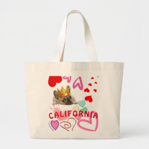 Californië King Hondenliefhebber Trendy Zomerreize Grote Tote Bag