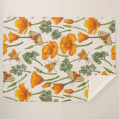 Californië klaprozen en motten op off white 2 sherpa deken (Voorkant (horizontaal))