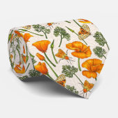 Californië klaprozen en motten op off white 2 stropdas (Opgerold)