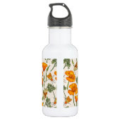 Californië klaprozen en motten op off white 2 waterfles (Achterkant)