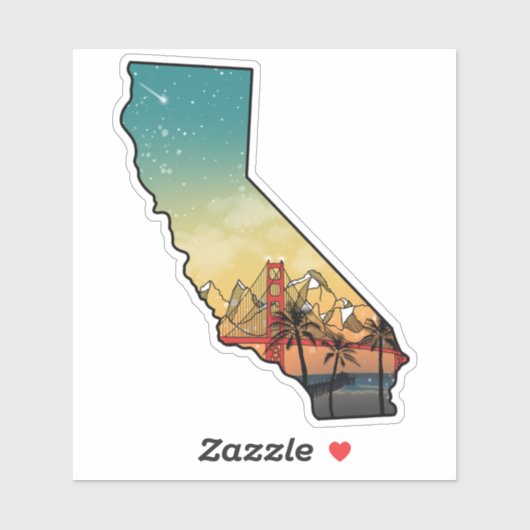 Californië kleurrijk sticker (Vel)
