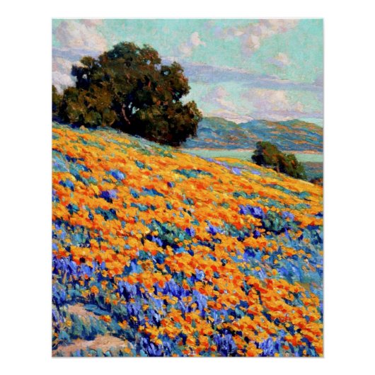 Californië-landschap met papavers en lupine perfect poster (Voorkant)