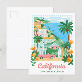 Californië leven de Golden Life Summer Travel Briefkaart