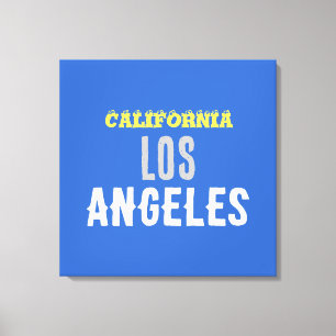 Californië Los Angeles Stad USA Retro Vintage Blau Canvas Afdruk