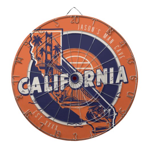 Californië Man Grot Custom Naam Est Datum Dartbord (Voorkant)