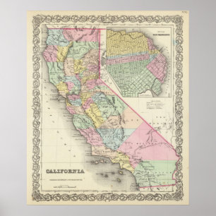 Californië met de stad San Francisco Poster