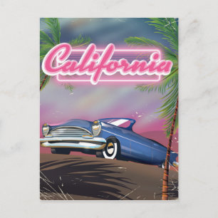 Californië neon retro reisposter briefkaart