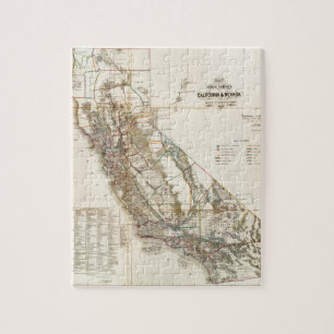  Californië Nevada Historic Map USA Legpuzzel