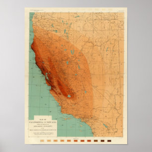 Californië, Nevada met intensiteit Poster