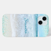 Californië Ocean Beach Blauw Goud Confetti Custom Case-Mate iPhone Case (Achterkant (horizontaal))