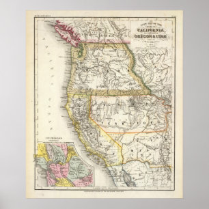Californië, Oregon, Utah Poster
