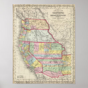Californië, Oregon, Washington, Utah, New Mexico Poster