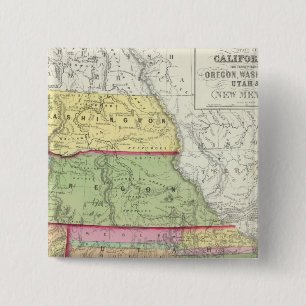 Californië, Oregon, Washington, Utah, New Mexico Vierkante Button 5,1 Cm