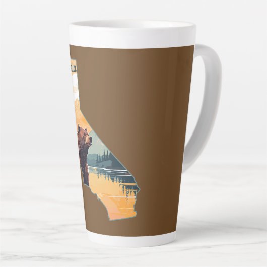 Californië Outline Beer Mountains Latte Mok (Rechterhoek)